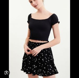 Pacsun Me to We Smocked black cropped t-shirt